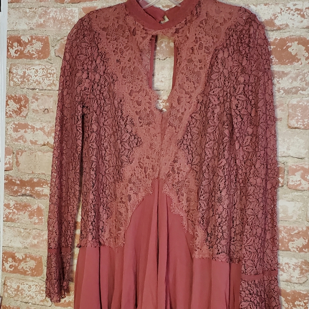 Free People Tell Tale Cutout Lace Tunic Dress (Size S) - Picture 3 of 9